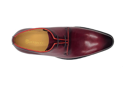 Burgundy Lace-Up Carrucci Shoes Oxford Genuine Leather Derby with Lug Sole