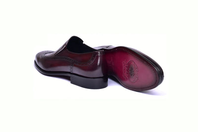 Burgundy Men's Italian Leather Dress Shoes Wingtip Loafer Buffalo C0434-6401 By Corrente