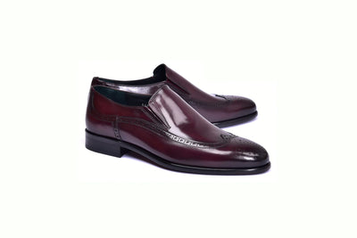 Burgundy Men's Italian Leather Dress Shoes Wingtip Loafer Buffalo C0434-6401 By Corrente