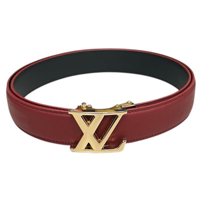 Burgundy Men's Luxury Belt Genuine Leather Gold Buckle