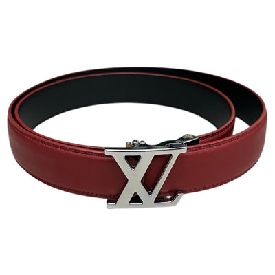 Burgundy Men's Luxury Belt Genuine Leather Sliver Buckle