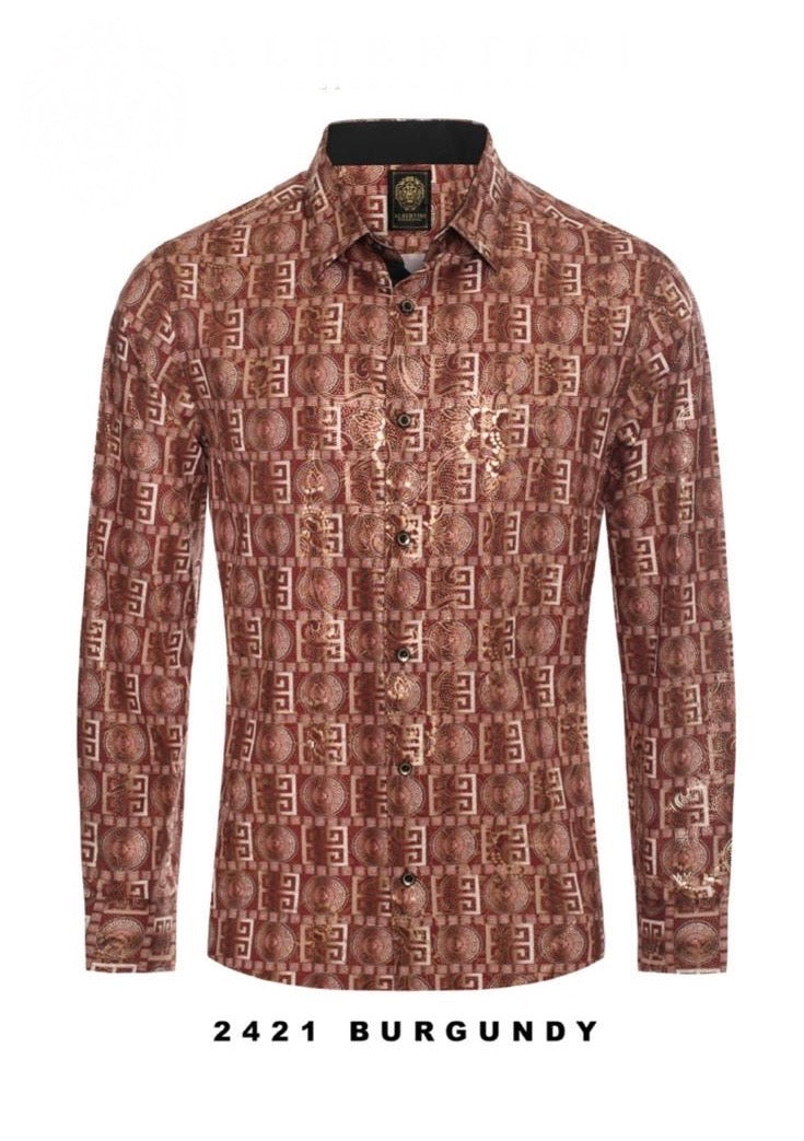 Burgundy-Gold Paisley Luxury Design Men&