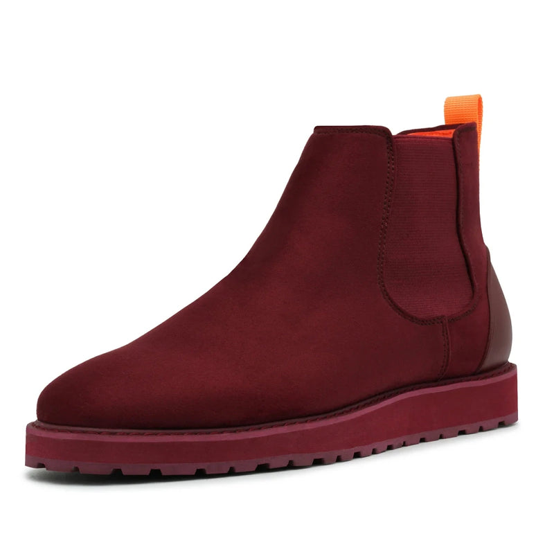 Burgundy Suede Chelsea Boots Casual Fashion Design Sneaker-The Mustella