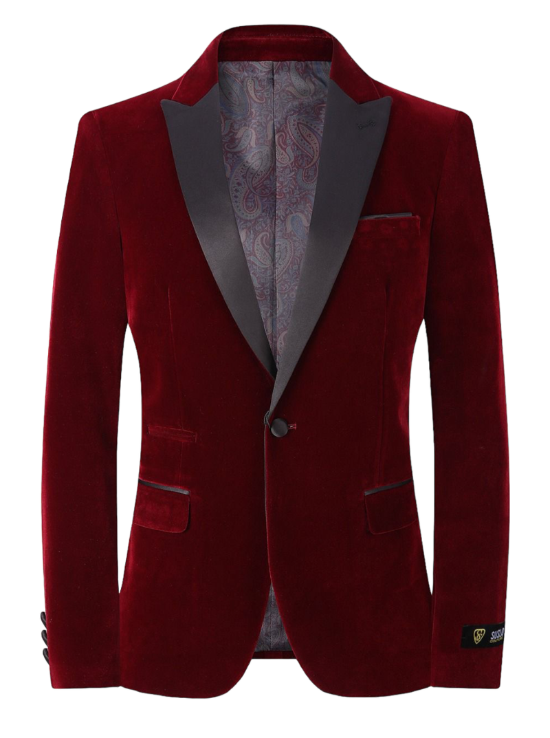 Men's Stacy Adams Modern Fit Velvet Blazer in Burgundy main image 1