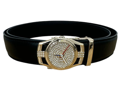 Men's Black Luxury Design Belt Genuine Leather Black Buckle