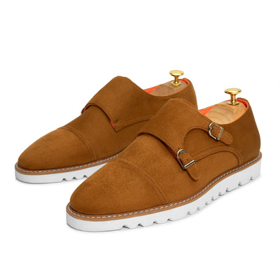 Camel Men's Casual Dress Shoes Suede Double Monk Strap Oxford Sneaker Style-The Freshman