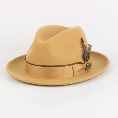 Scotch-Camel Men's Steven Land Wool Fedora Hat Style No-Bogart