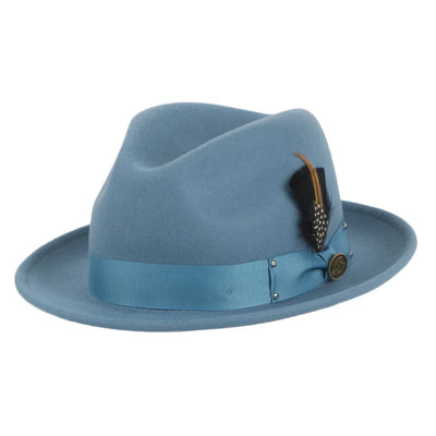 Carolina Blue Steven Land Men's Wool Fedora Felt Winter Hat-The Ayden Style No: WH-100