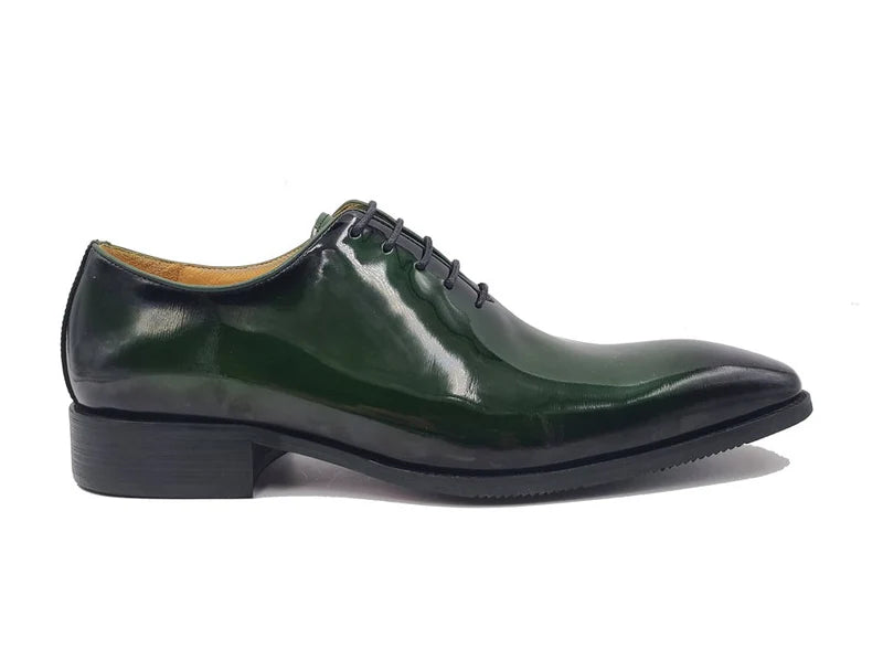 olive green dress shoes mens Wholecut Patent Leather Oxford