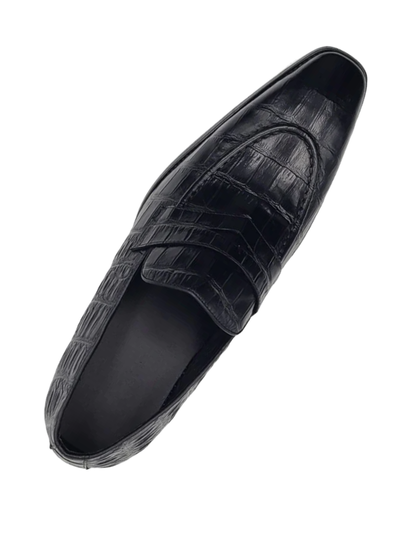 Carrucci Black Embossed Leather Men&