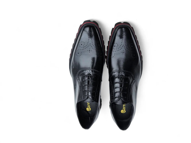 Carrucci Black Genuine Lather Lace-Up Hybrid Lug Oxford KS557-15