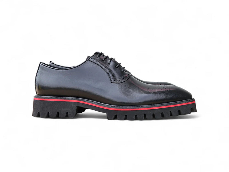 Carrucci Black Genuine Lather Lace-Up Hybrid Lug Oxford KS557-15