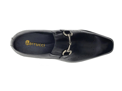 Carrucci Black Men's Burnished Calfskin Loafer Leather Sole Style No: KL901-01