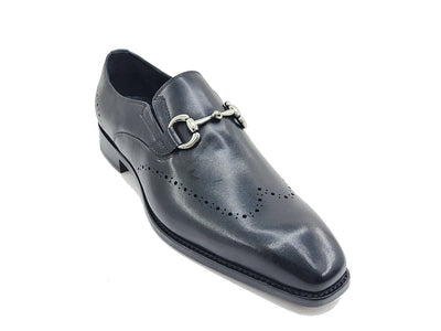 Carrucci Black Men's Burnished Calfskin Loafer Leather Sole Style No: KL901-01