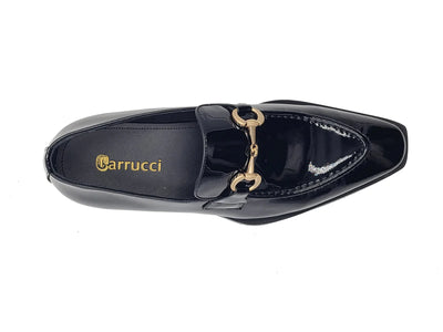 Carrucci Black Men's Patent Leather Shoes Slip-On Gold Buckle KS303-01P