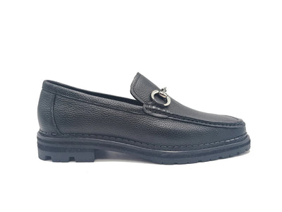 Carrucci Black Men's Pebble Soft Leather Buckle Loafer No: KS623-01