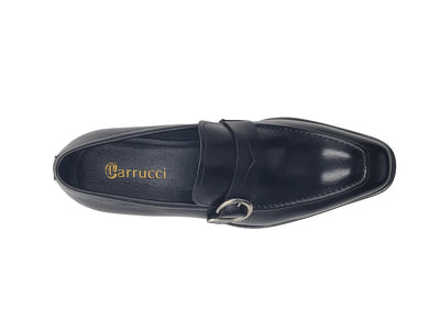 Carrucci Black Men's dress Shoe Single Monk Strap with modern buckle KS509-47