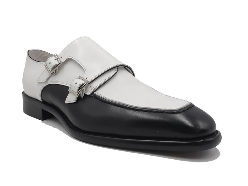 Carrucci Black and White Double Monk 2-tone Loafer KS509-45T
