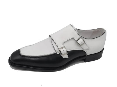 Carrucci Black and White Double Monk 2-tone Loafer KS509-45T