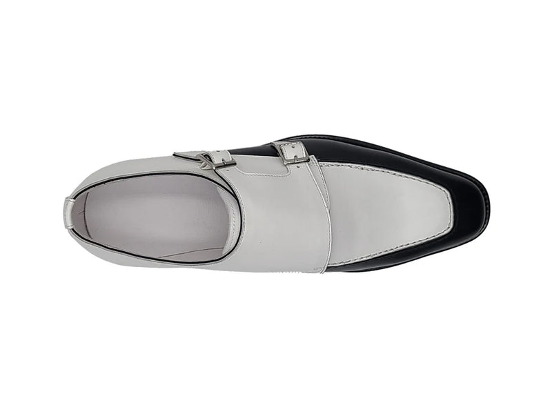 Carrucci Black and White Double Monk 2-tone Loafer KS509-45T