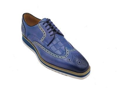 Carrucci Blue Lace-Up shoes wingtip oxford Genuine Leather Loafers