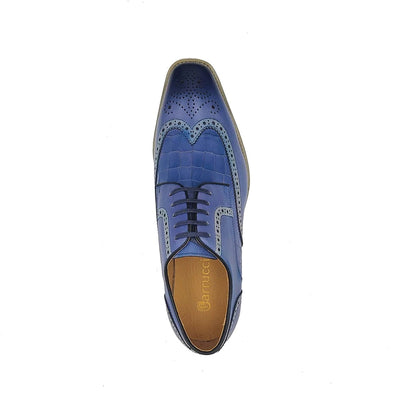 Carrucci Blue Lace-Up shoes wingtip oxford Genuine Leather Loafers