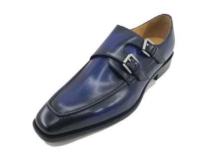 Carrucci Black Men's Double Monk straps Leather Shoe KS509-05