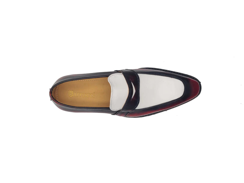 Carrucci Burgundy-White Two-Tone Patent Leather Loafer Shoes Style No: KS480-102PT