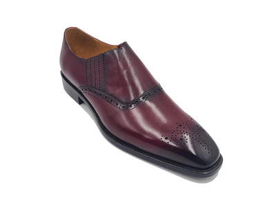 Carrucci Burgundy Slip-on Genuine Leather Loafer with Medallion Style No: KS509-26 - DESIGN MENSWEAR