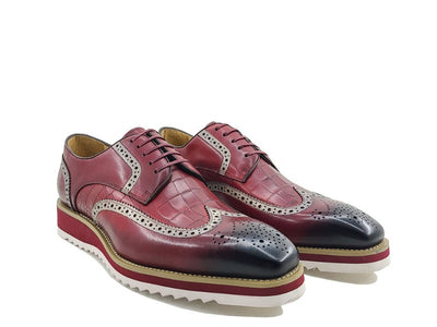 Carrucci Burgundy wingtip oxford men's shoes Genuine Leather Lace Up