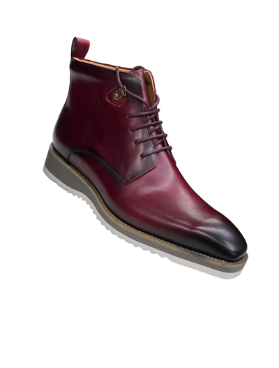 Carrucci Burnished Burgundy Calfskin Lace-Up Men's Casual Boot KB515-16