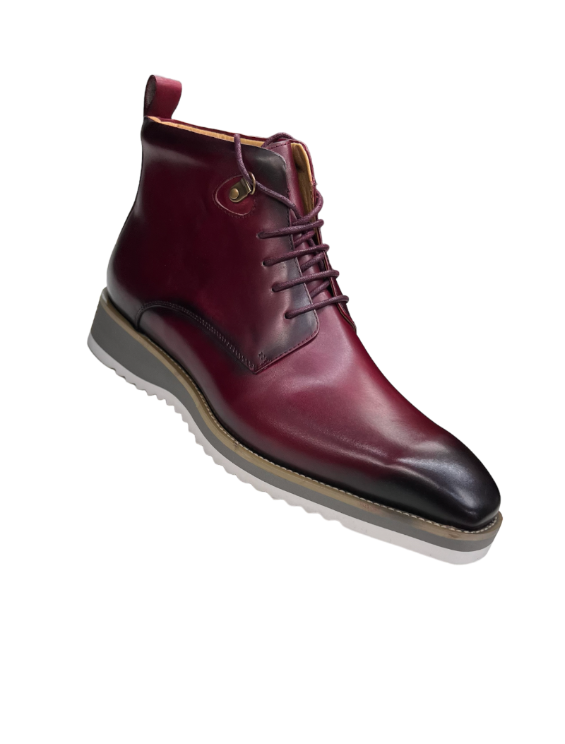 Carrucci Burnished Burgundy Calfskin Lace-Up Men&