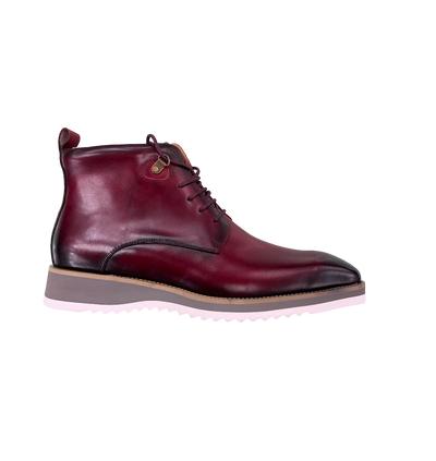 Carrucci Burnished Burgundy Calfskin Lace-Up Men's Casual Boot KB515-16