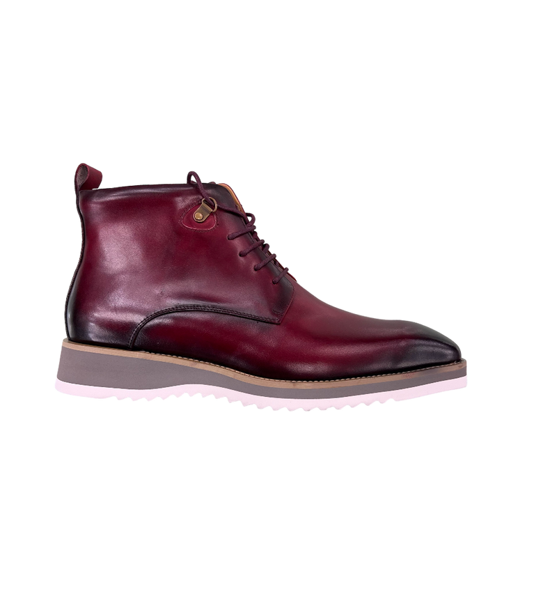 Carrucci Burnished Burgundy Calfskin Lace-Up Men&