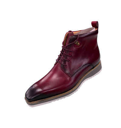 Carrucci Burnished Burgundy Calfskin Lace-Up Men's Casual Boot KB515-16