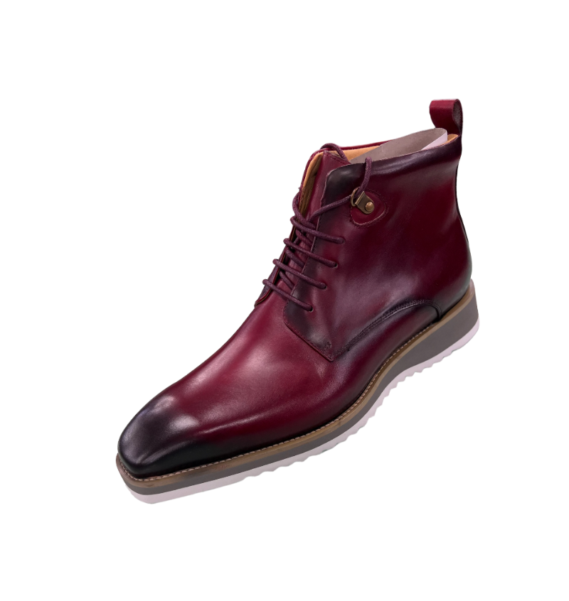 Carrucci Burnished Burgundy Calfskin Lace-Up Men&