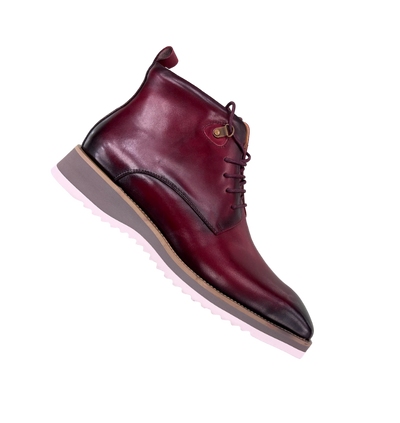 Carrucci Burnished Burgundy Calfskin Lace-Up Men's Casual Boot KB515-16