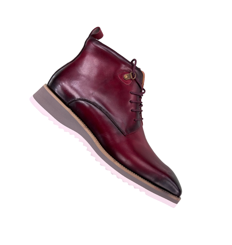 Carrucci Burnished Burgundy Calfskin Lace-Up Men&