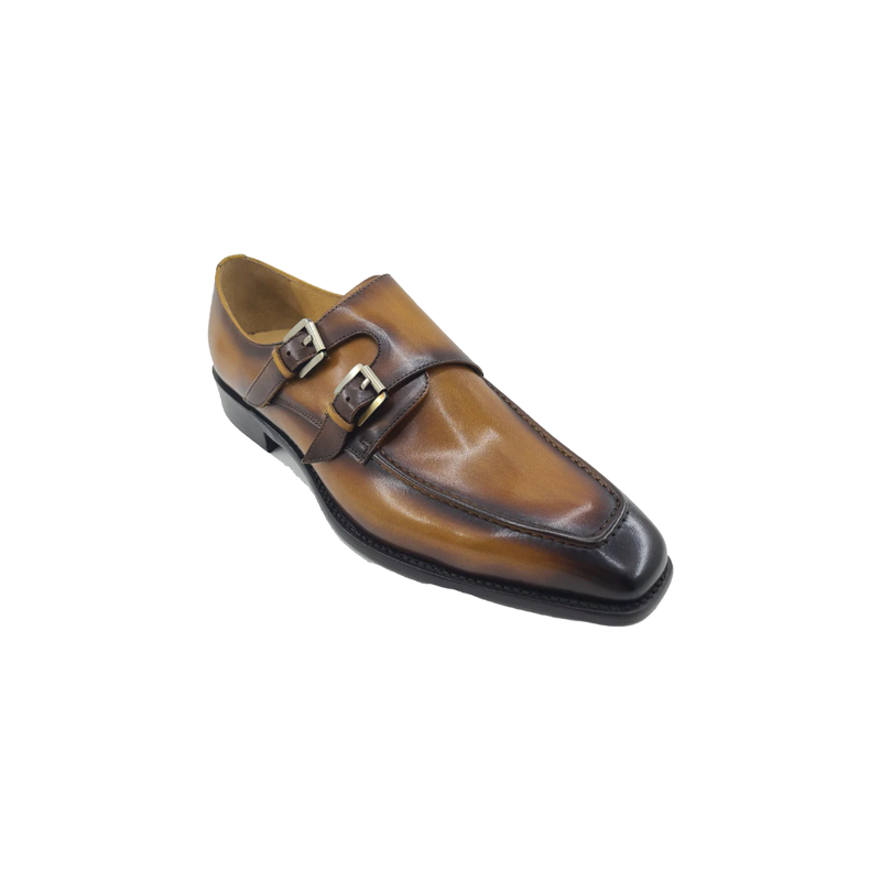 Carrucci Cognac Double Monk Straps Leather Shoe KS509-05