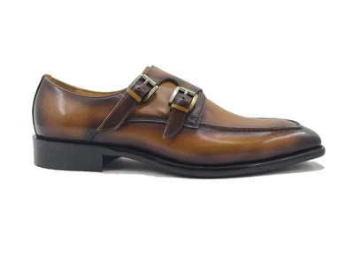 Carrucci Black Men's Double Monk straps Leather Shoe KS509-05