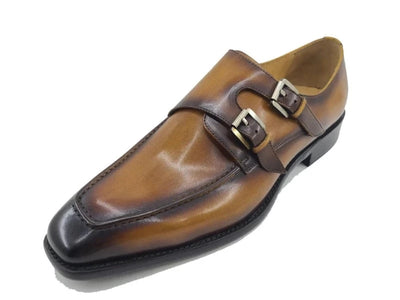 Carrucci Black Men's Double Monk straps Leather Shoe KS509-05