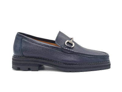 Carrucci Blue Men's Pebble Soft Leather Buckle Loafer No: KS623-01