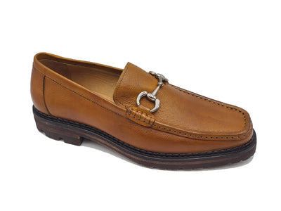 Carrucci Cognac Men's Pebble Soft Leather Buckle Loafer No: KS623-01