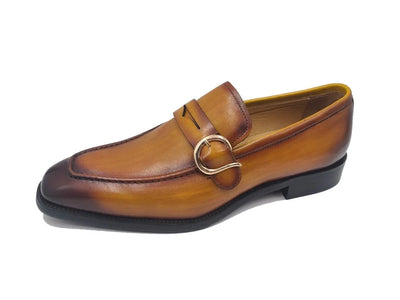 Carrucci Cognac Men's dress Single Monk Strap with modern buckle KS509-47