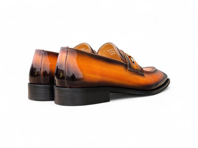 Carrucci Cognac Shoes Patent Leather Gold Chain Slip-on Loafer KS303-06P