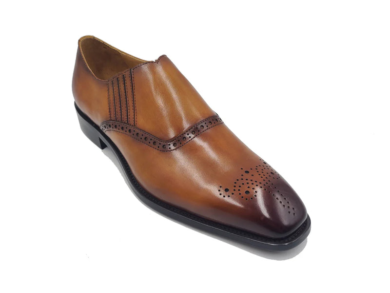 Carrucci Cognac Slip-on Genuine Leather Loafer with Medallion Style No: KS509-26