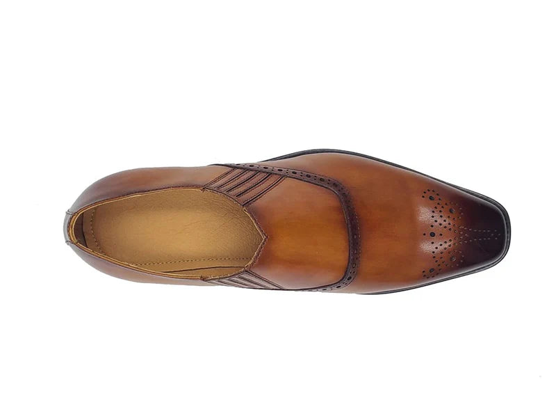 Carrucci Cognac Slip-on Genuine Leather Loafer with Medallion Style No: KS509-26