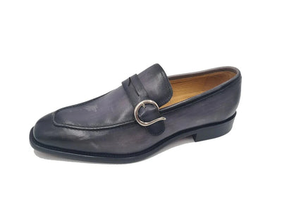 Carrucci Grey Men's dress shoes Slip-On Sliver buckle KS509-47