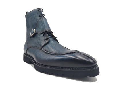 Carrucci Navy Blue Rugged Split Lace-Up Men's Boot Style No: KB480-03