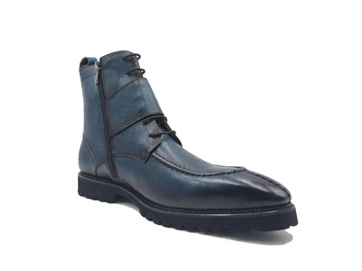 Carrucci Navy Blue Rugged Split Lace-Up Men's Boot Style No: KB480-03